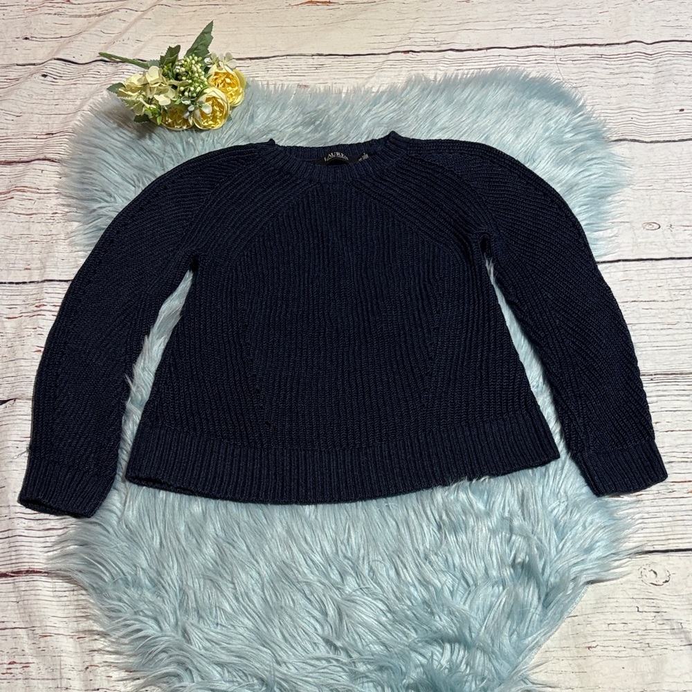 Lauren Ralph Lauren Black Label Dark Blue Knit Sweater sz MP